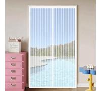 Magnetic Fly Screen Door 105 x 170 cm Powerful Magnets and Full Frame Magic Tape Insect Protection Door No Drill Installation for Patio French Bedroom, Balcony, White