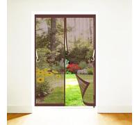 Magnetic Fly Screen Door 105 x 230 cm Frame Hook & Loop Keep Bugs Out Lets Fresh Air in No Gap Insect Protection Door for Bedroom Pet Friendly Living Room, Brown