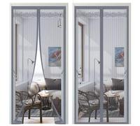 Magnetic Fly Screen Door 105x270cm 32 Strong Magnets Scratch Resistant No Drilling Easy Install Grey Prevents cts Ideal for Balconies & Doors