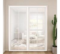 Magnetic Fly Screen Door 108 x 238 cm Powerful Magnets and Magic Tape, No Drill Installation, Automatically Closes Keeps Bugs Out Patio Insect Door Screen for Bedroom, White