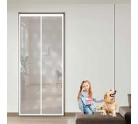 Magnetic Fly Screen Door 108 x 241 cm Powerful Magnets, Self-Sealing, Polyester Fly Screen Curtain Without Drilling, Heavy Duty for Patio Doors Bedroom, White