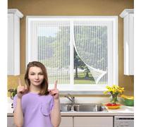 Magnetic Fly Screen Door 110 x 136 cm Keep Pets Indoor, Allow Fresh Air Flow, Hands-Free Fly Screens Doors with Powerful Magnets for Living Room, Bedroom, Patio, White