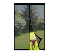 Magnetic Fly Screen Door 110 x 160 cm Frame Hook & Loop Keep Bugs Out Lets Fresh Air in No Gap Magnetic Door Curtains for Bedroom Pet Friendly Living Room, Black