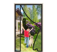 Magnetic Fly Screen Door 110x200cm Heavy Duty Bug Mesh Curtain Reversible Left Right Side Opening with Magnet Close Automatically for Sliding Door Patio Black