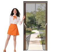 Magnetic Fly Screen Door 111 x 228 cm No Tools Installation Screen Mesh Curtain Powerful Magnets and Full Frame Magic Tape Suitable for Patio Room Balcony Bedroom, Grey