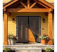 Magnetic Fly Screen Door 115 x 125 cm with Powerful Magnets, Lets Fresh Air in, with Stay Open Buckles Door Fly Screen Mesh Insect for Kitchen Bedroom, Black