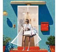Magnetic Fly Screen Door 115 x 156 cm with Magnets, Magic Tapes, Polyester Fly Screen Curtain Without Drilling, Heavy Duty Pet and Kid Friendly, White