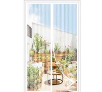 Magnetic Fly Screen Door 115 x 210cm,Mesh Curtain,32 Magnet,Magnetic Top-to-Bottom Seal Snaps Shuts Automatically, Easy to Install Without Drilling,Keep Fresh Air in,White