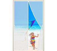Magnetic Fly Screen Door, 115x205cm, Customizable, High Density Bug Mesh Curtain with Magnets & Bottom Weight bar, Insect Protection Door No Gap, Keep Fresh air in & Bugs Out, White