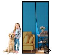 Magnetic Fly Screen Door 117 x 210 cm Heavy Duty Fly Door Screen Mesh No Drilling Required Keeping Out Flies for Balcony, Terrace, Cellar, Bedroom and Sliding Doors, Black