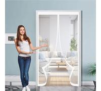 Magnetic Fly Screen Door 119 x 195 cm Automatically Closes, Keep Bugs Out, Without Drilling, Easy to Install, Fly Screen Door Magnetic for Patio/Balcony, White
