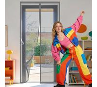 Magnetic Fly Screen Door 119 x 276 cm Full Frame Magic Tape Fly Insect Screen Keeps Bugs Out for Living Room, Bedroom, Patio, Grey