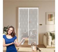 Magnetic Fly Screen Door 120 x 185 cm with Magnets, Magic Tapes, Polyester Door Screen, Nets Patio Curtain Without Drilling, Heavy Duty for Living Garage Doors, White
