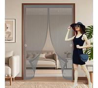 Magnetic Fly Screen Door 120 x 220 cm with Powerful Magnets & Full Frame Magic Tape, Keep Bugs Out & Lets Fresh Air in Magnetic Fly Curtain for Patio Doors Bedroom, Grey