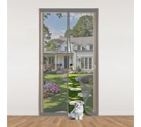 Magnetic Fly Screen Door 121 x 217 cm Keeping Out Flies & Bug, Keep Fresh Air in Heavy Duty Bug Mesh Curtain Easy to Install Without Drilling for Balcony/Children's Room, Grey