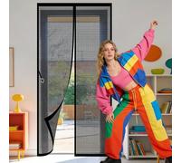 Magnetic Fly Screen Door 121 x 256 cm Full Frame Magic Tape Fly Insect Screen Keeps Bugs Out for Living Room, Bedroom, Patio, Black