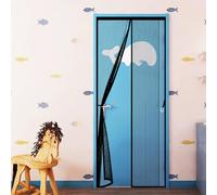 Magnetic Fly Screen Door 124 x 181 cm Anti-Tearing Mosquito Door Net Keep Fly Bug Out Screen Doors with Magnets with Powerful Magnets for Balcony, Terrace, Cellar, Black