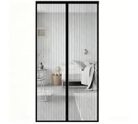 Magnetic Fly Screen Door 125 x 185 cm Keep Bugs Out Lets Fresh Air in Door Fly Screen No Drill Installation Automatically Closes for Patio Doors Balcony Bedroom Doors, Black