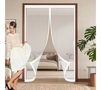 Magnetic Fly Screen Door 125 x 220 cm Automatically Close, No Gap, Easy to Install Without Drilling, Keep Bugs Out Lets Fresh Air in Mosquito Double Door for Patio Doors Balcony, White