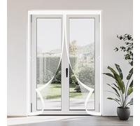 Magnetic Fly Screen Door 128 x 200 cm Door Fly Screen Curtain Easy to Install Hundreds of Sizes Kid and Pet Friendly Nets for Living Room, Bedroom, White