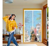 Magnetic Fly Screen Door 128 x 270 cm with Magnets, Magic Tapes, Polyester Fly Screens Doors Nets Without Drilling, Heavy Duty Pet and Kid Friendly, White