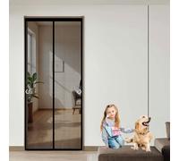 Magnetic Fly Screen Door 129 x 157 cm Powerful Magnets, Self-Sealing, Polyester Fly Screen Curtain Without Drilling, Heavy Duty for Patio Doors Bedroom, Black