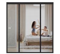 Magnetic Fly Screen Door, 130(33/64/33) x180cm New Double Opening Design, Heavy Duty Mesh, Self Sealing - Upgrade Enhanced Screen Mesh, Powerful Magnets, Full Frame Magic Tape Screen Door No Gap