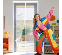 Magnetic Fly Screen Door 130 x 242 cm Full Frame Magic Tape Fly Insect Screen Keeps Bugs Out for Living Room, Bedroom, Patio, White