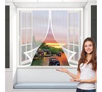 Magnetic Fly Screen Door 130 x 78 cm Anti Mosquito, Keep Fresh Air in, Portable, Foldable, Custom Sizes, Mosquito Magnetic Window Screen for Double Door/French Doors, White
