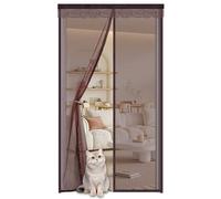 Magnetic Fly Screen Door 130x200cm,Magnetic Curtain,Fly Screen Mesh Curtain with Powerful Magnets and Lace,Insect Protection Door,Keep Bugs Out Lets Fresh Air in Without Drilling,Brown