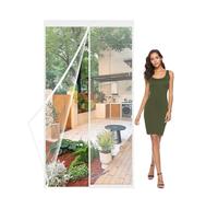 Magnetic Fly Screen Door,130x200cm Screen Door Keep Insects Out Mosquito Mesh Curtain,Without Drilling Top to Bottom Seal Automatically,for Patio,Balcony White