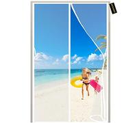 Magnetic Fly Screen Door 130x200cm White Heavy Duty Bug Mesh Curtain Keep Insects Out Mosquito Door for Balcony Sliding Living Room Children's Room Without Drilling