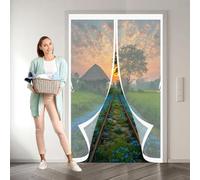 Magnetic Fly Screen Door 131 x 122 cm Automatically Closes, Keep Bugs Out, Without Drilling, Easy to Install, Mosquito Magnetic Door Screen for Patio/Balcony, White