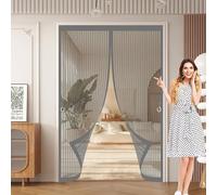 Magnetic Fly Screen Door 138 x 155 cm Powerful Magnets, No Drill Installation, Automatically Closes, for Keeping Out Flies & Bug Mesh Screen Curtain for Patio Doors Bedroom, Grey