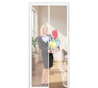 Magnetic Fly Screen Door 140 x 136 cm with Magnets, Magic Tapes, Polyester Screen Mesh Curtain Lets Fresh Air, Easy to Install for Patio Doors Bedroom, White