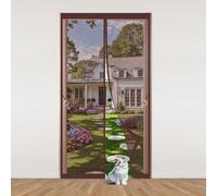 Magnetic Fly Screen Door 140 x 223 cm Keeping Out Flies & Bug, Keep Fresh Air in Heavy Duty Bug Mesh Curtain Easy to Install Without Drilling for Balcony/Children's Room, Brown