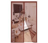 Magnetic Fly Screen Door,140x220cm (55.11x86.61in) Polyester Anti Mosquito Mesh Insect Protection Top-to-Bottom Seal Snaps Shuts Automatically，Keep Insects Out,Easy to Install-Brown