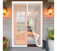 Magnetic Fly Screen Door 142 x 200 cm Fly Screen Door Keeping Bug Out Hands Free Automatically Closes Curtains for Kitchen, Terrace, Corridor, White
