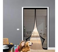 Magnetic Fly Screen Door 144 x 184 cm Anti Mosquito, Keep Fresh Air in, Portable, Foldable, Custom Sizes, Magnetic Door Screen for Double/French Doors, Black