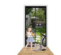 Magnetic Fly Screen Door 144 x 205 cm Easy to Install Without Drilling Magnetic Door Curtains with Powerful Magnets/Full Frame Magic Tape for Home Office Balcony Patio Garden, Black