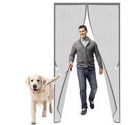 Magnetic Fly Screen Door, 145 x 200 cm Heavy Duty Pets Proof Screen Door, Shuts Automatically Flyscreen French Doors for Patio Door, Sliding Door, Double Door, French Door, Grey