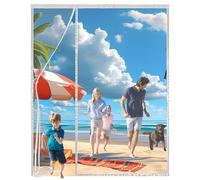 Magnetic Fly Screen Door, 145x140cm Left Right Side Universal Opening Heavy Duty Fly Door Screen Mesh with Powerful Magnets and Full Frame Magic Tape,Automatically Closes Curtain White