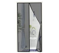 Magnetic Fly Screen Door, 145x260cm Shuts Automatically & Super Quite, Mesh Curtain with Full Frame Magic Tape Box Pins (Black)