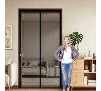 Magnetic Fly Screen Door 149 x 188 cm Full Frame Magic Tape, Powerful Magnets Door Screen, Nets Patio Curtain Heavy Duty, Lets Fresh Air for Patio Doors Bedroom, Black