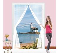 Magnetic Fly Screen Door 150 x 190 cm Keep Insects Out No Gap No Drill Installation Self-Sealing Mesh Easy to Install Without Drilling for Balcony Patio Bedroom, White