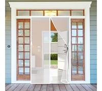 Magnetic Fly Screen Door, 150 x 200 cm Heavy Duty Bug Mesh Curtain, Without Drilling Flyscreen French Doors for Back Door Pet Friendly, White