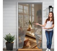 Magnetic Fly Screen Door 150 x 200 cm Powerful Magnets, No Drill Installation, Automatically Closes, for Keeping Out Flies & Bug Heavy Duty Self-Sealing Mesh for Patio Doors Bedroom, Grey