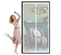 Magnetic Fly Screen Door 151 x 181 cm Frame Hook & Loop, Powerful Magnets Fly Screen Curtain Lets Fresh Air, Easy to Install for Living Garage Doors, White