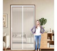Magnetic Fly Screen Door 152 x 248 cm Full Frame Magic Tape, Powerful Magnets Door Screen, Nets Patio Curtain Heavy Duty, Lets Fresh Air for Patio Doors Bedroom, White