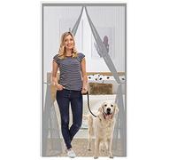Magnetic Fly Screen Door, 155 x 215 cm Magnetic Door Curtains Fly Screen, Without Drilling Automatic Closing Magnet Screen Door for All Doors, Bug-Free Net Flies/Mosquito, Grey